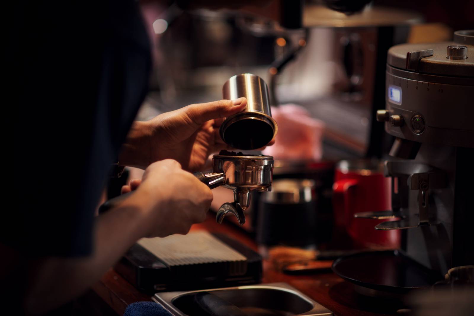 Barista with coffee background